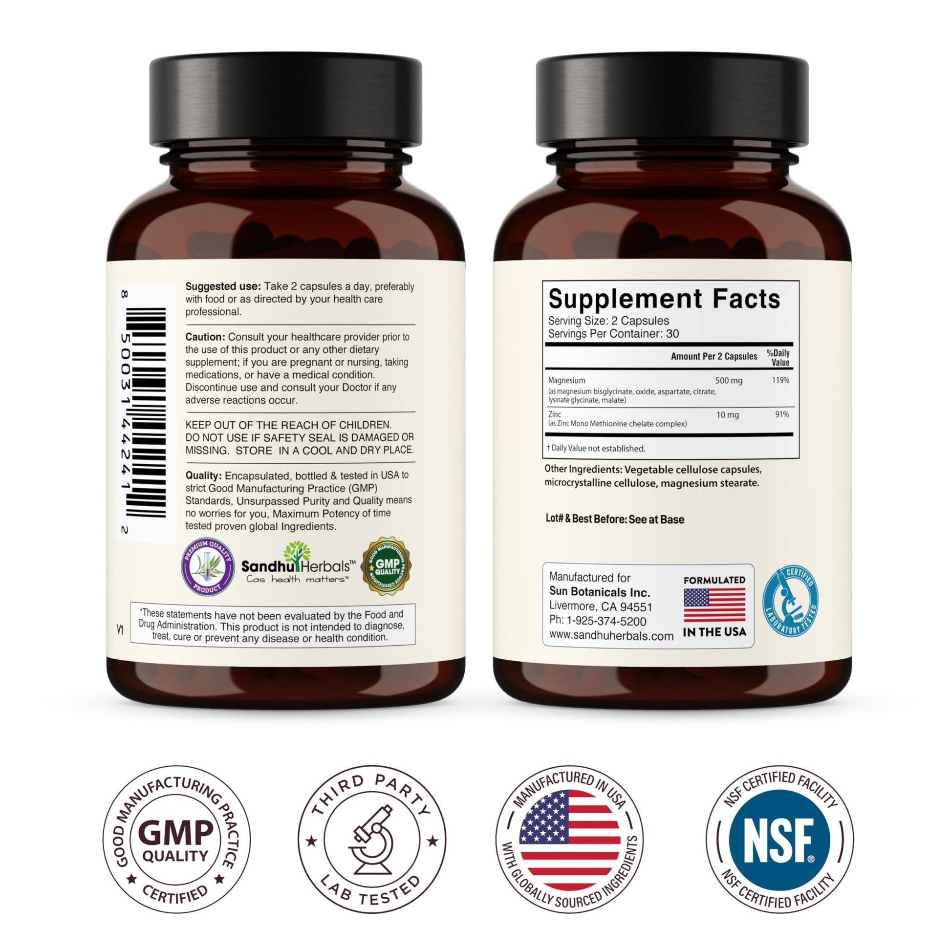 Complete Magnesium Complex 500mg for Women & Men | 60 Capsules | 6 in 1 Mag Supplement with Zinc | Quality Sleep & Muscle Health | Glycinate, Citrate - Maple Wellness Supplements