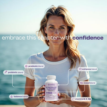 Complete Menopause Supplement for Women – Supports Hormone Balance, Hot Flashes, Night Sweats & Mood – with DIM, Black Cohosh, Dong Quai, Chasteberry, Pre & Probiotics – 90 Capsules – Made in USA - Maple Wellness Supplements