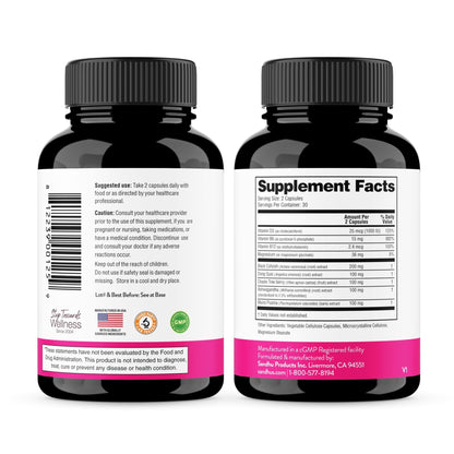 Complete Menopause Support Supplement For Women | With Ashwagandha, Black Cohosh, Dong Quai & Muira Puama | Helps Easing Hot Flashes, Night Sweats, Mood Swings, Hormone Balance & Harmony | 60 Capsules - Maple Wellness Supplements