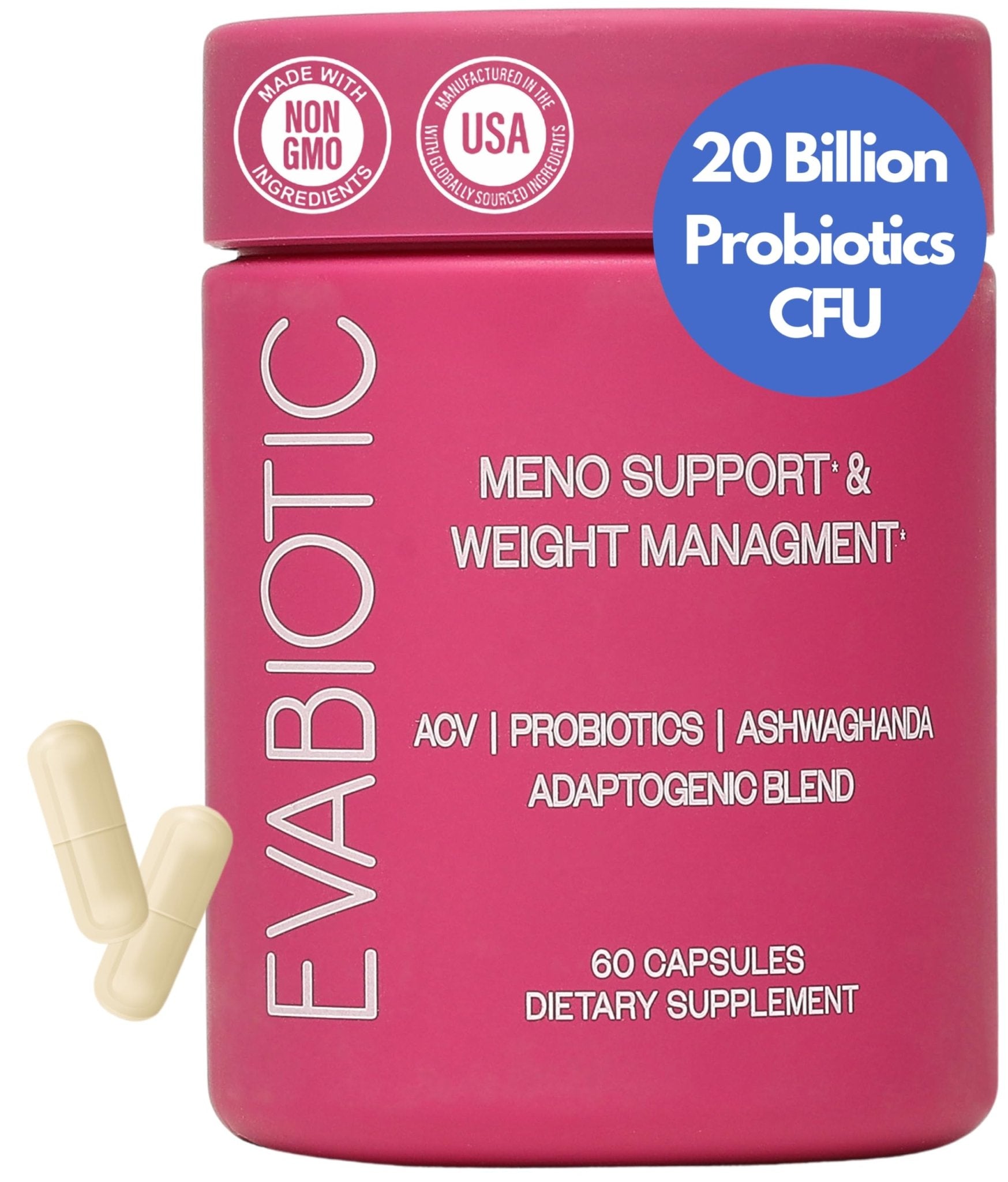 Complete Menopause Vitamins - Ashwaghanda, Probiotics, ACV for Weight Management, Hot Flashes, Night Sweats, Bloat, Hormone Balance - Vegan 60 Caps Menopause Supplements for Women Non-GMO - Maple Wellness Supplements