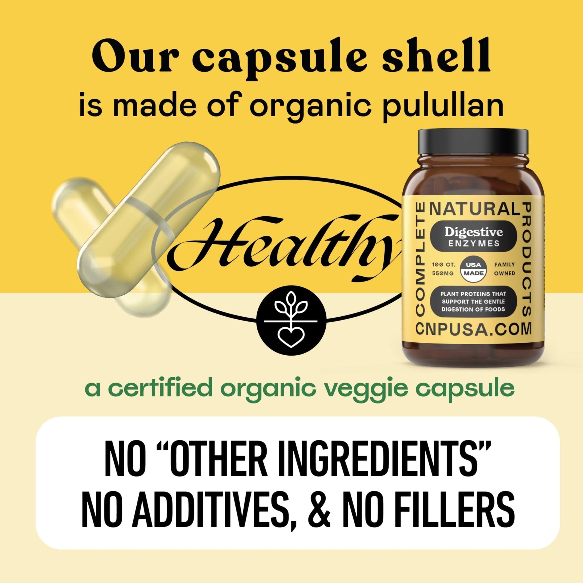 Complete Natural Products Digestive Enzyme Capsules, 550mg, 100ct | Plant-Based Formula - Maple Wellness Supplements