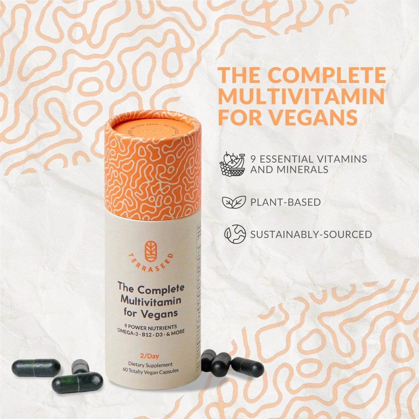 Complete Vegan Multivitamin with Iron, Omega 3, Vitamin D3, Folate, Zinc, Vitamin B12, & More - 100% Sustainable Vegan Vitamins - Maple Wellness Supplements