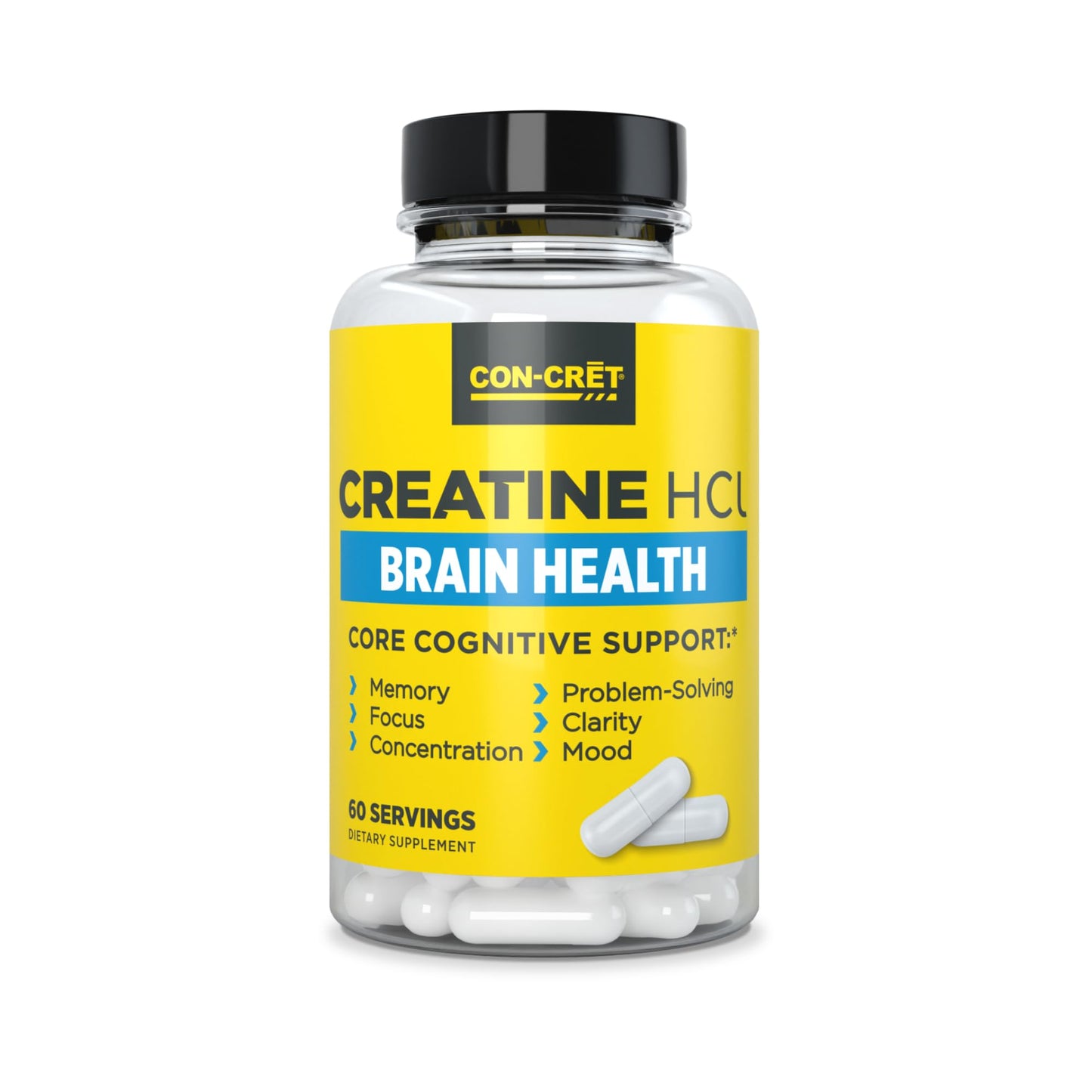 CON-CRET Creatine HCl for Brain Health Capsules – Clinically Tested Support for Memory, Focus, Concentration, Problem-Solving, Clarity, and Mood.* | Made in USA (60 Day Supply) - Maple Wellness Supplements
