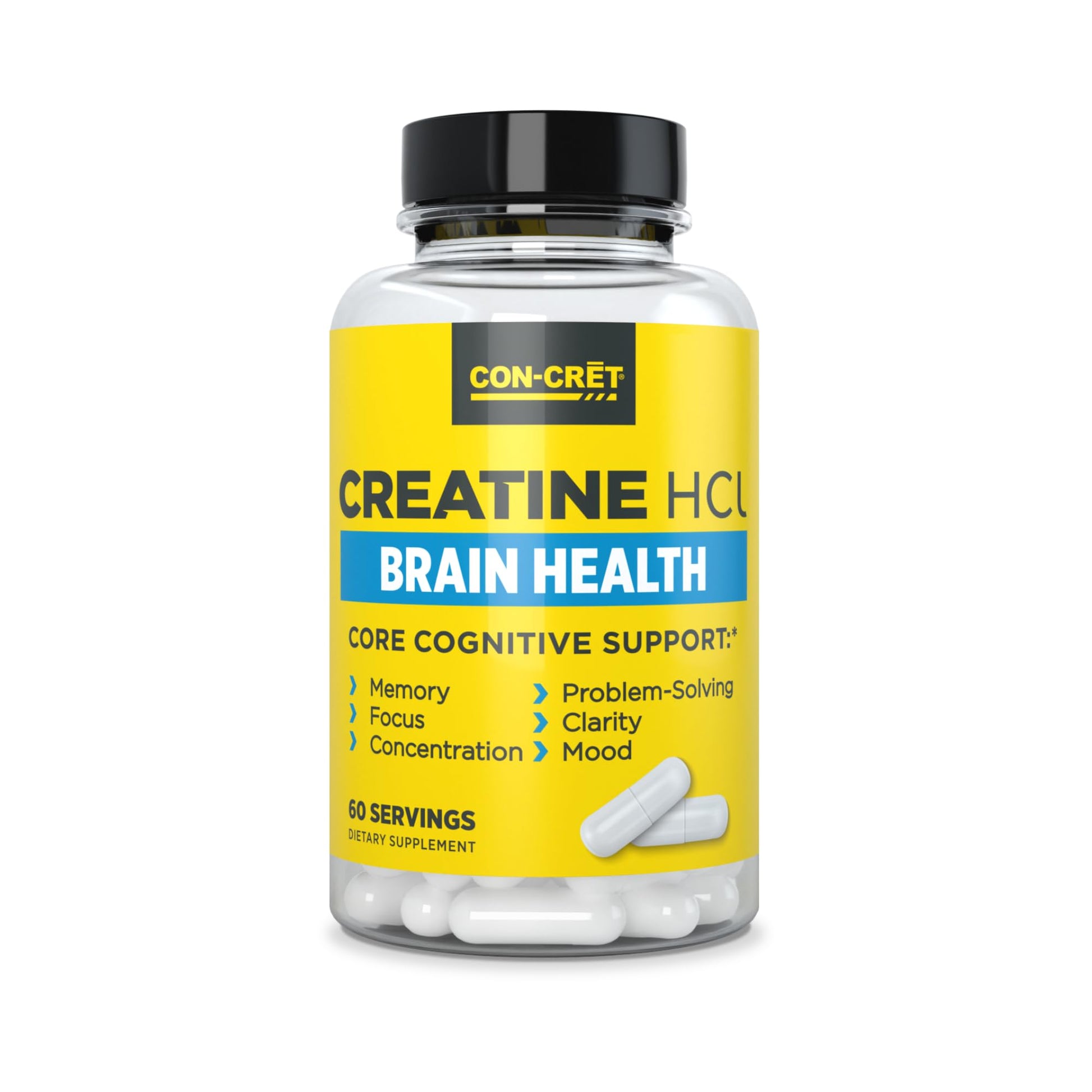 CON-CRET Creatine HCl for Brain Health Capsules – Clinically Tested Support for Memory, Focus, Concentration, Problem-Solving, Clarity, and Mood.* | Made in USA (60 Day Supply) - Maple Wellness Supplements