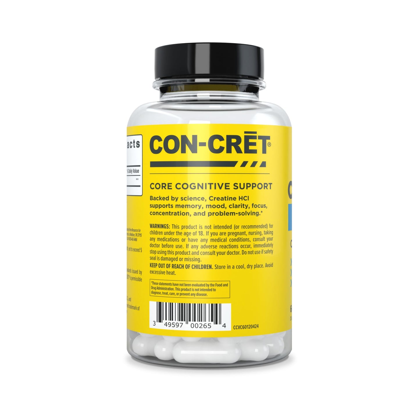 CON-CRET Creatine HCl for Brain Health Capsules – Clinically Tested Support for Memory, Focus, Concentration, Problem-Solving, Clarity, and Mood.* | Made in USA (60 Day Supply) - Maple Wellness Supplements