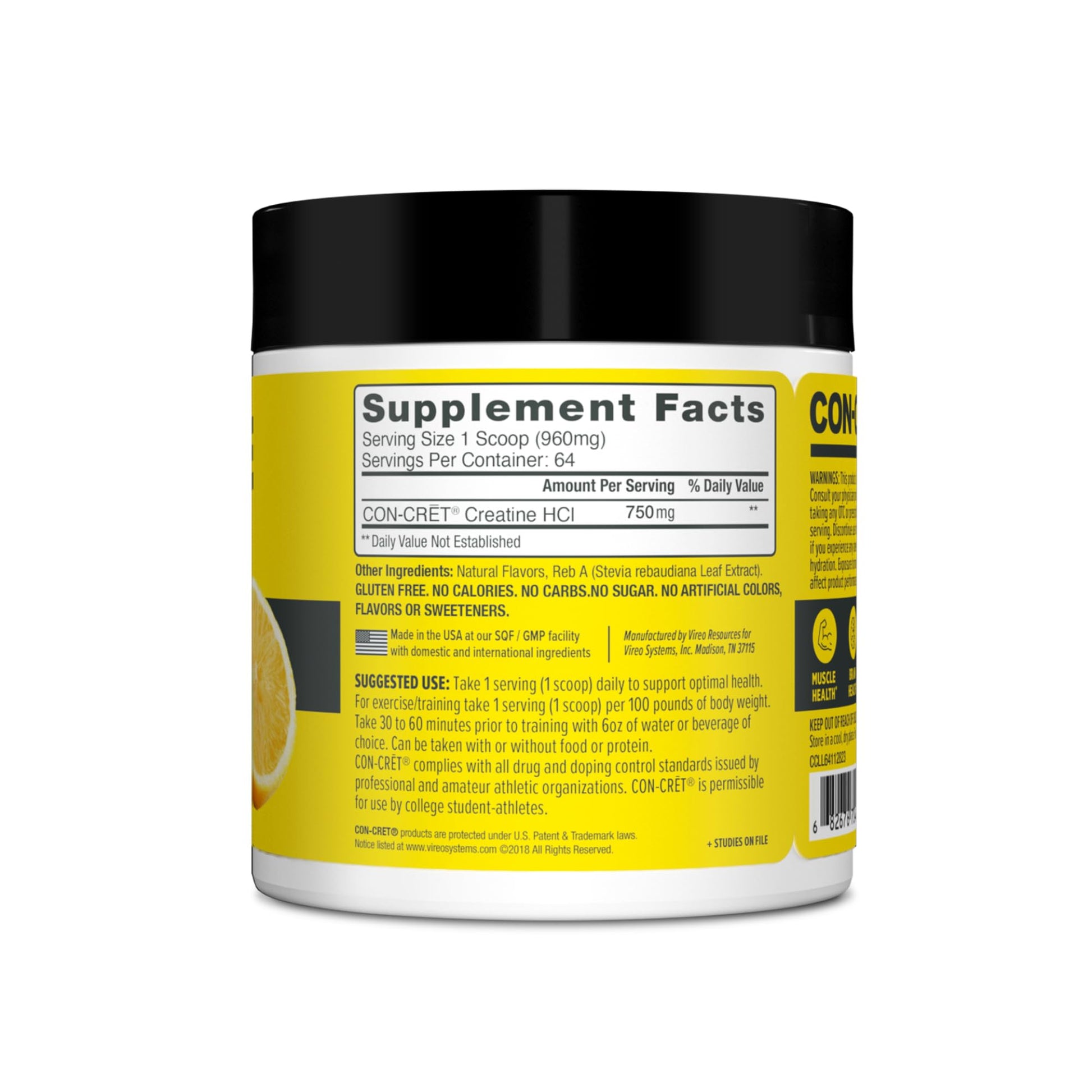 CON-CRET Creatine HCl Powder | Muscle, Cognitive, Cellular Energy Support | No Bloating or Cramps | USA Made & NSF Certified - Maple Wellness Supplements