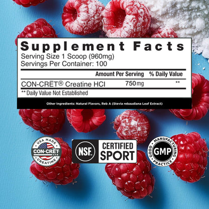 CON-CRET Creatine HCl Powder | Muscle, Cognitive, Cellular Energy Support | No Bloating or Cramps | USA Made & NSF Certified - Maple Wellness Supplements