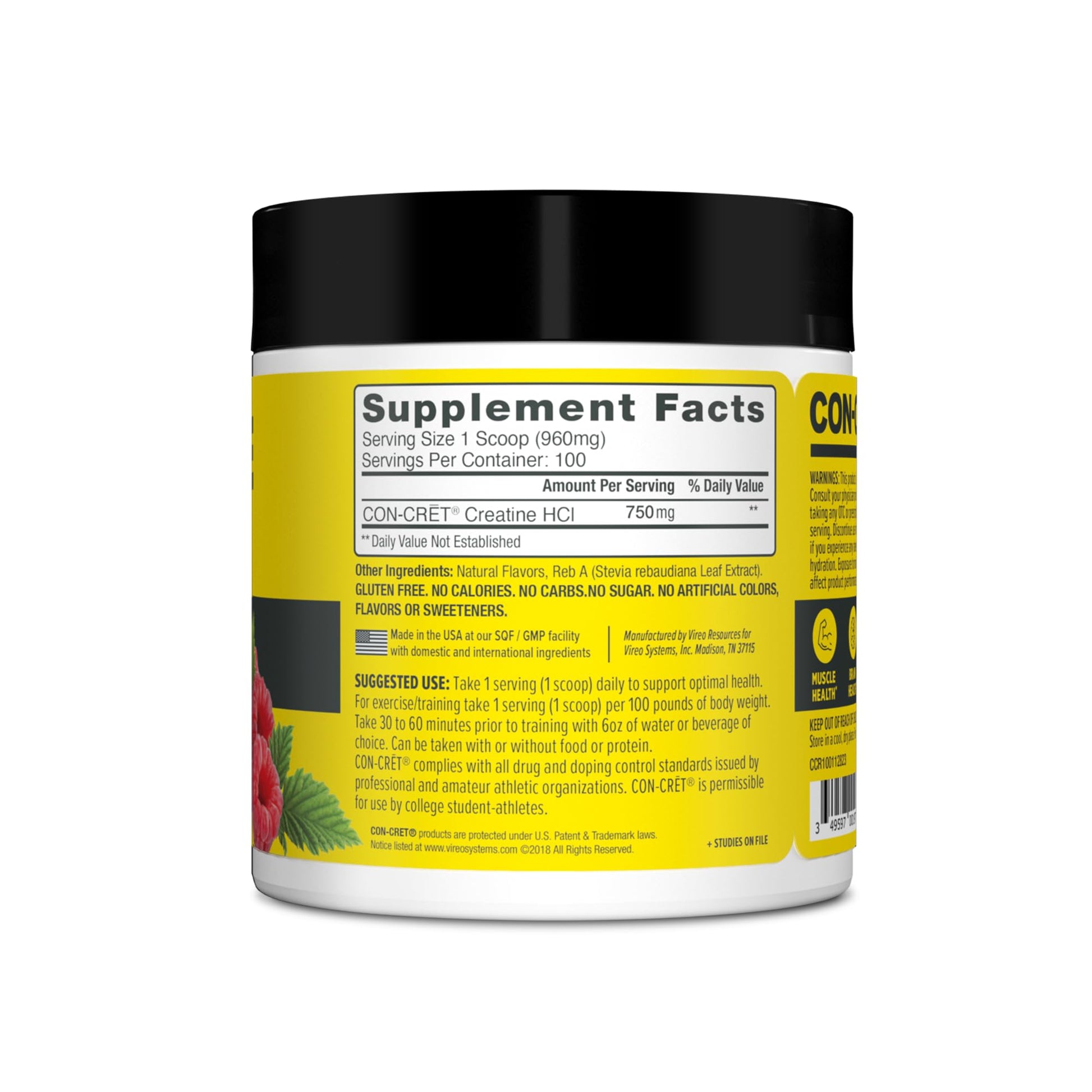CON-CRET Creatine HCl Powder | Muscle, Cognitive, Cellular Energy Support | No Bloating or Cramps | USA Made & NSF Certified - Maple Wellness Supplements