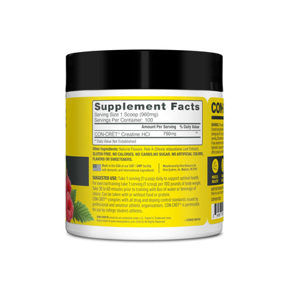 CON-CRET Creatine HCl Powder | Muscle, Cognitive, Cellular Energy Support | No Bloating or Cramps | USA Made & NSF Certified - Maple Wellness Supplements