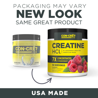 CON-CRET Creatine HCl Powder | Muscle, Cognitive, Cellular Energy Support | No Bloating or Cramps | USA Made & NSF Certified | Raspberry (64 Serving) - Maple Wellness Supplements