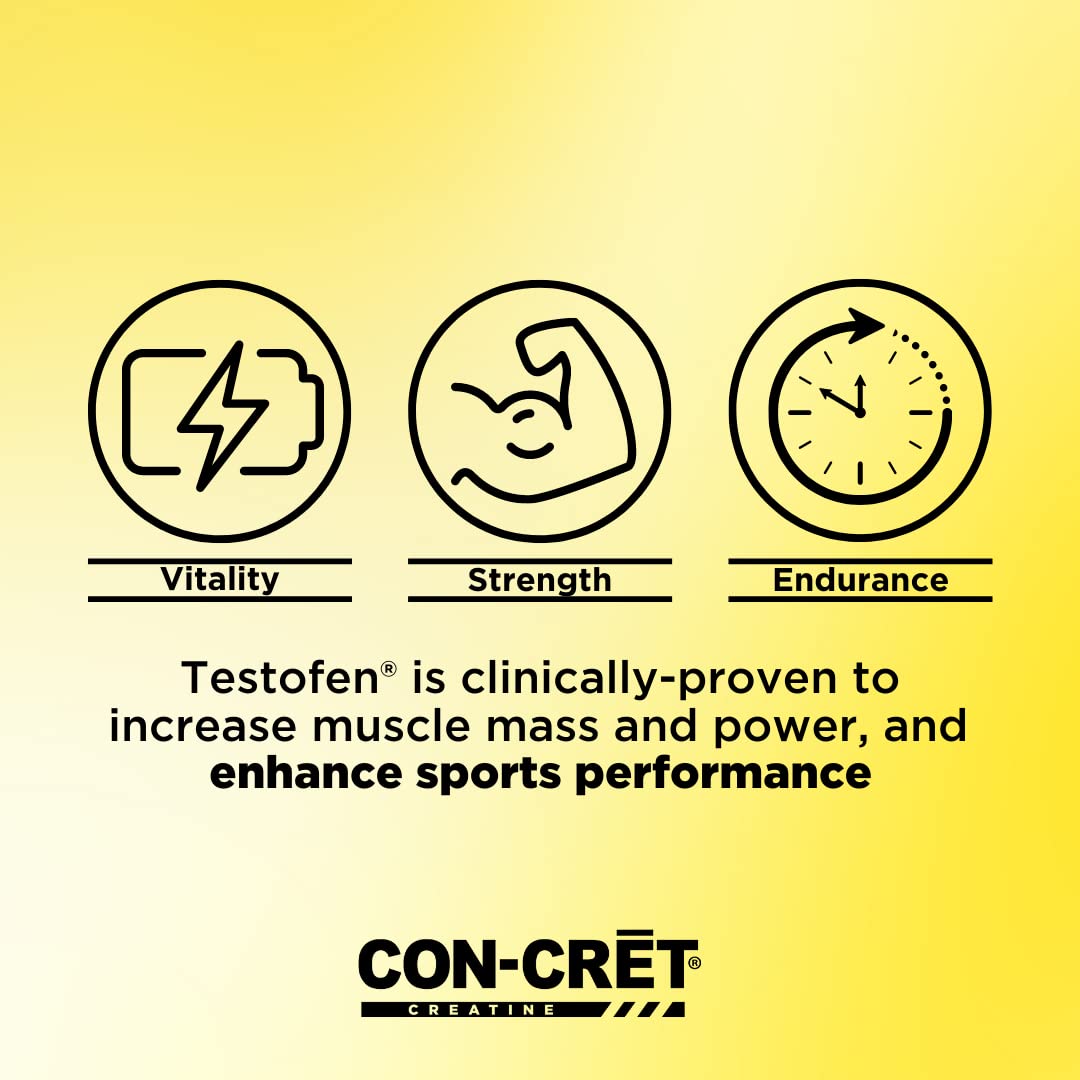 CON-CRET®+ Test, CON-CRET® Patented Creatine HCl Now with Testofen®, Boost Testosterone Levels, 60 Capsules - Maple Wellness Supplements