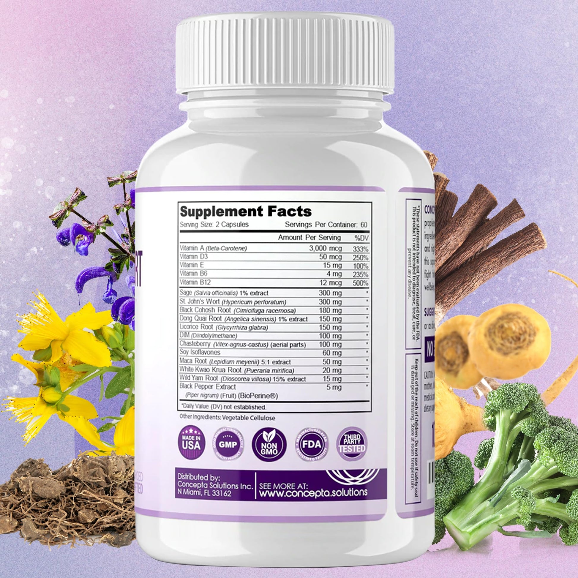 Concepta Solutions Menopause Support - Menopause Relief and Weight Management Support - for Hot Flashes, Night Sweats Relief and Energy - 120 Capsules - Made in USA - Maple Wellness Supplements