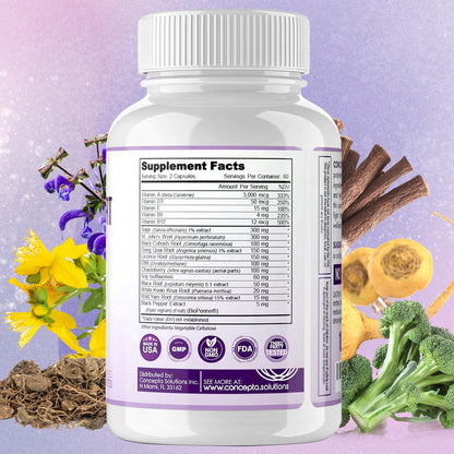 Concepta Solutions Menopause Support - Menopause Relief and Weight Management Support - for Hot Flashes, Night Sweats Relief and Energy - 120 Capsules - Made in USA - Maple Wellness Supplements
