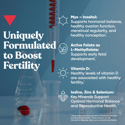 Conception for Her Fertility Gummies - Fertility Supplements for Women with Myo Inositol, Folate & more Essential Nutrients - Delicious Juicy Strawberry Hormone Balance Vitamins, 75 ct Pectin Gummies - Maple Wellness Supplements