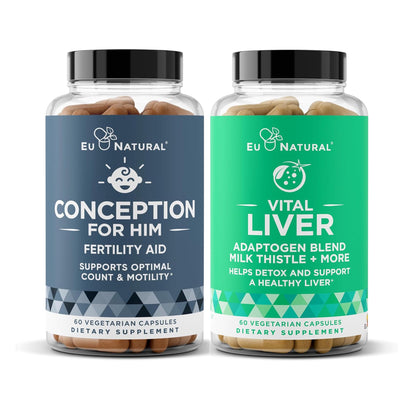 Conception for Him and Vital Liver Bundle - Male Fertility Booster & Prenatal Supplement + 9-in-1 Liver Support - Maple Wellness Supplements