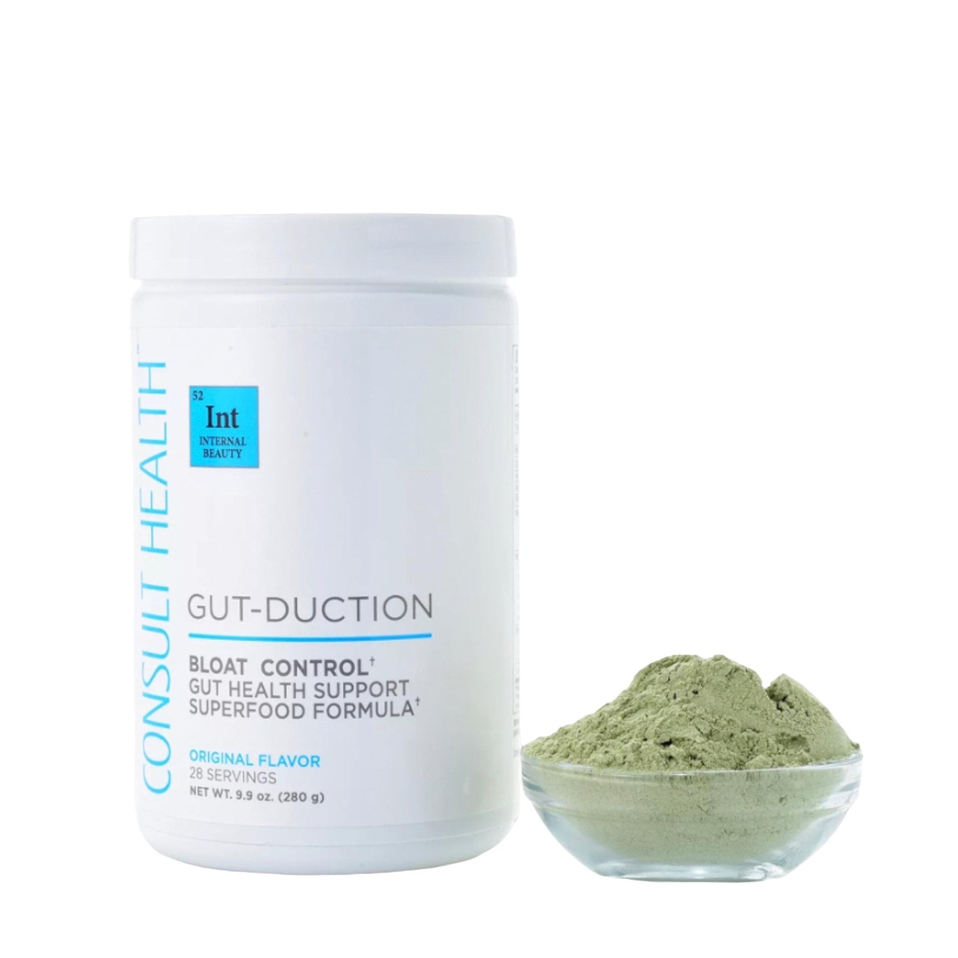 Consult Health Gut-Duction Bloat Control – Gut Health Support Superfood Formula – Plant Based Proteins - Probiotics – Powder Drink Mix – 28 Servings – 9.9 oz. - Maple Wellness Supplements