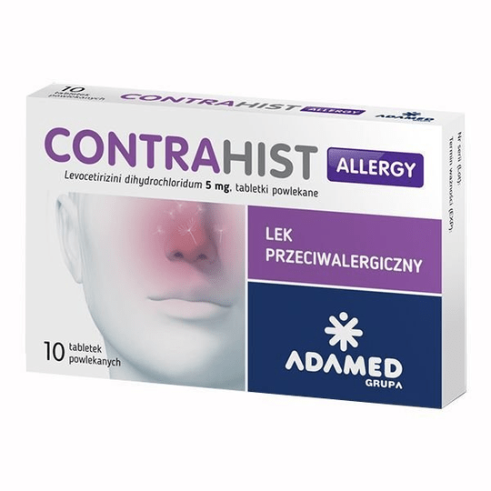 Contrahist Allergy 5mg, 10 tablets - allergic rhinitis, chronic urticaria - Maple Wellness Supplements