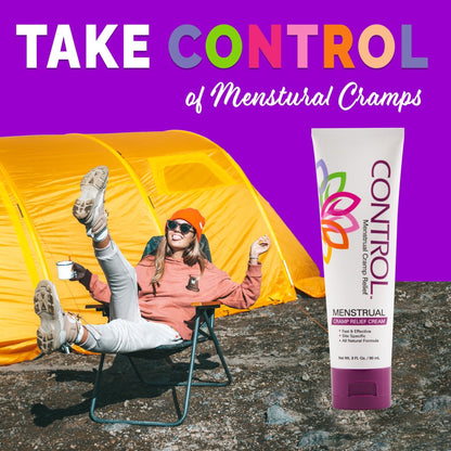 CONTROL, Menstrual Cramp Relief Cream, Topical Pain Relief for Period Cramps and PMS, Period Relief Products, Fast and Effective, Easy to Use, Safe for All Ages, Hormone Free, All Natural, 3 oz Tube. - Maple Wellness Supplements