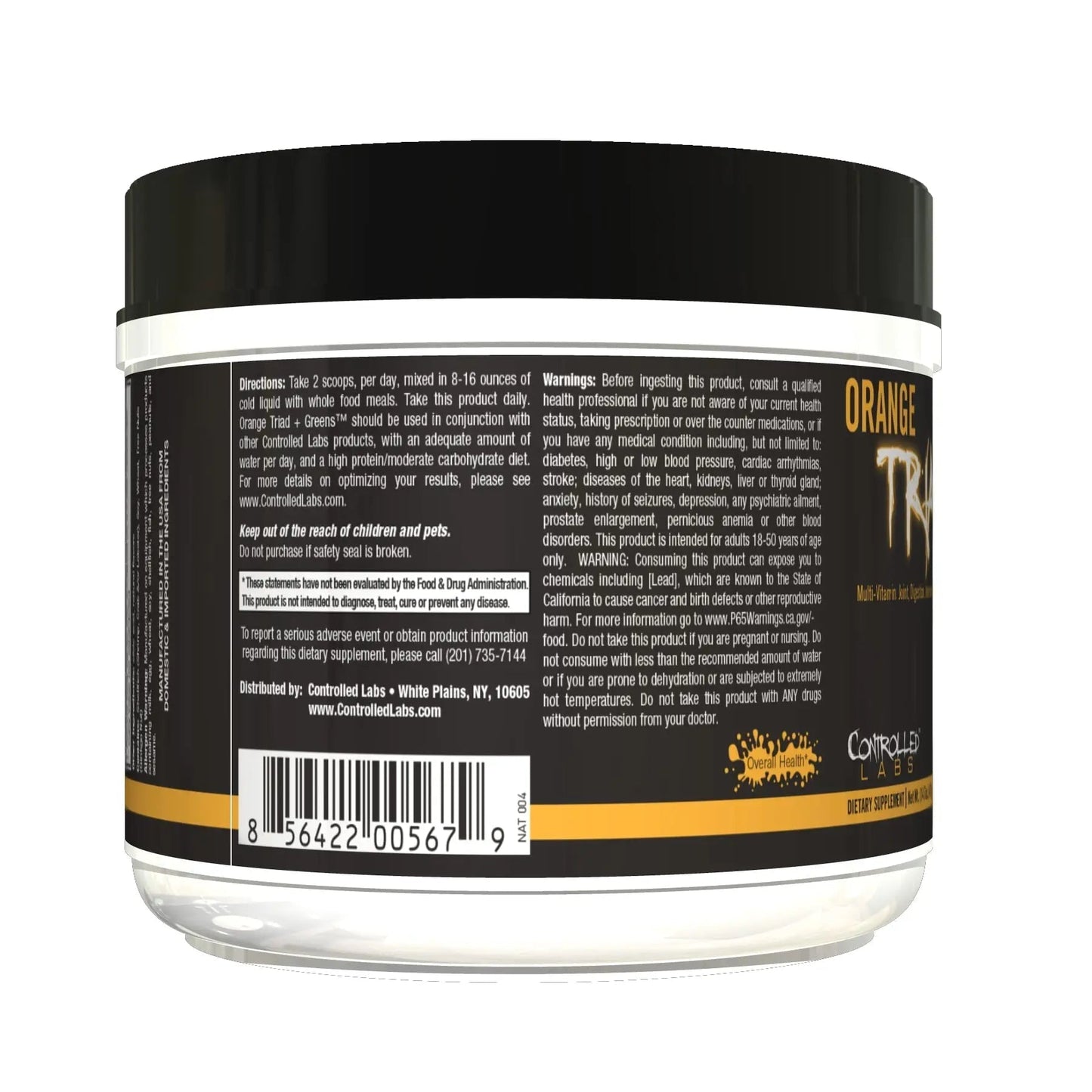 CONTROLLED LABS Orange Triad Plus Greens for Men and Women, 30 Servings Iron Free Sports Supplement for Overall Health - Maple Wellness Supplements
