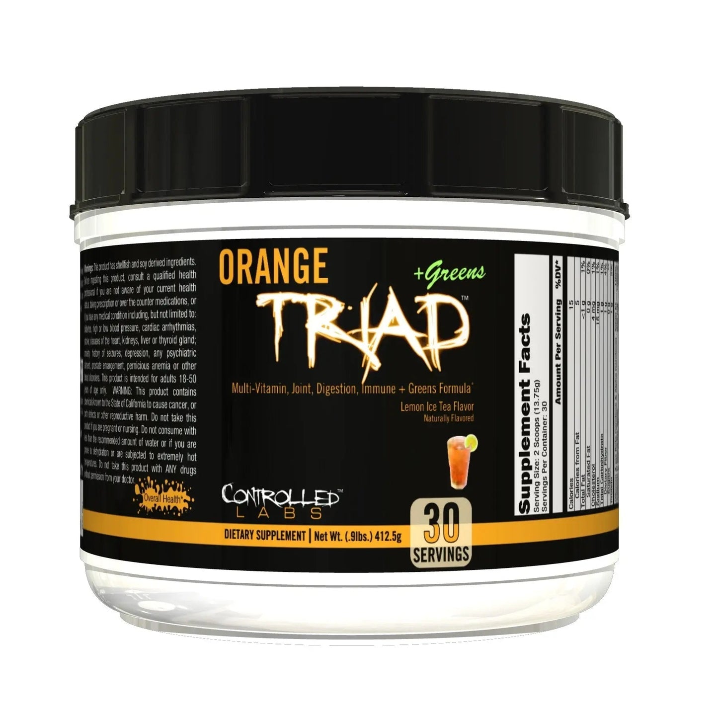 CONTROLLED LABS Orange Triad Plus Greens for Men and Women, 30 Servings Iron Free Sports Supplement for Overall Health - Maple Wellness Supplements