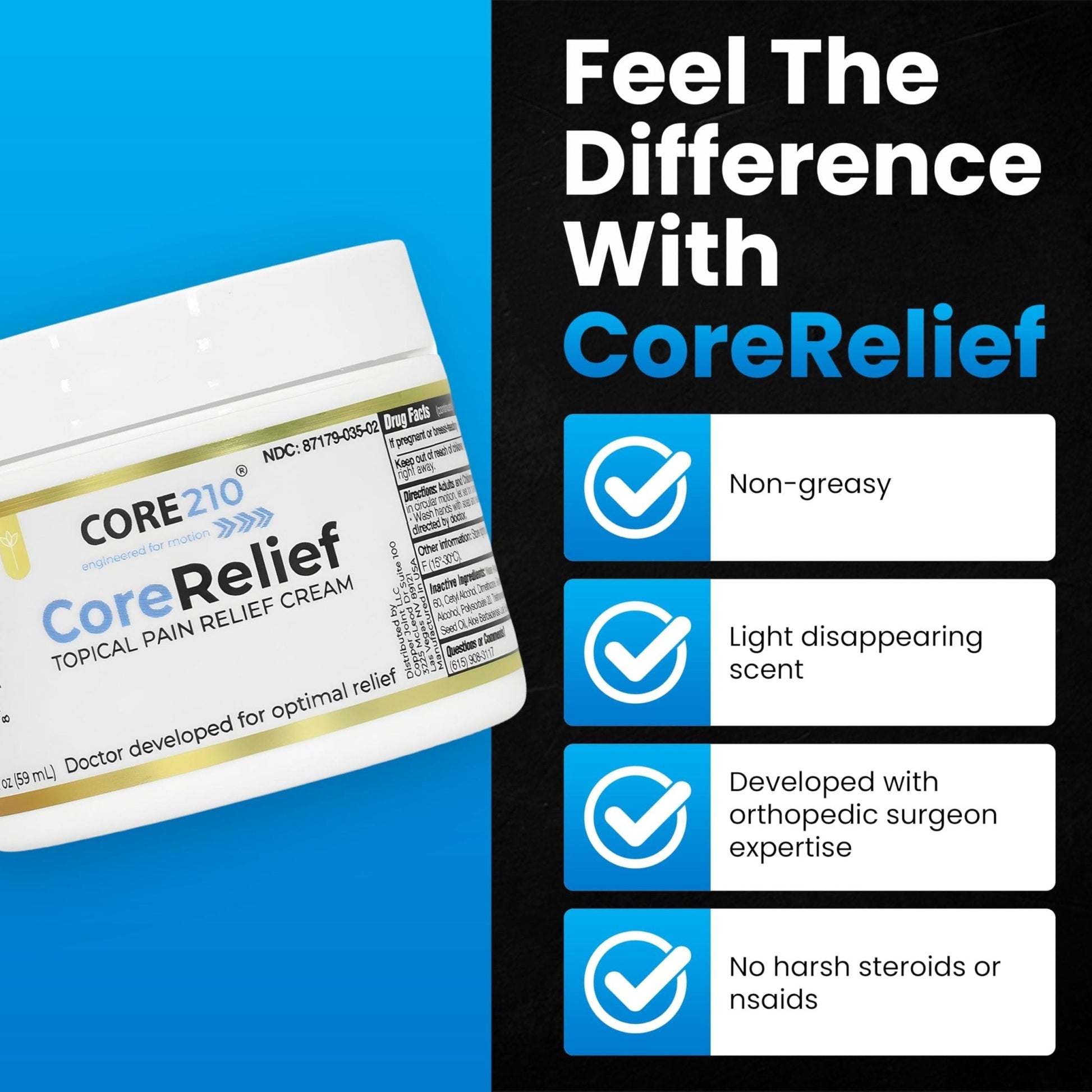 CopperJoint CoreRelief 2oz - Joint Pain Relief Cream for Knee, Neck, Hip, Shoulder & Simple Backache, Arthritis Cream Pain Reliever, Daily Cooling Non-Greasy Menthol Sore Muscle Rub - Maple Wellness Supplements