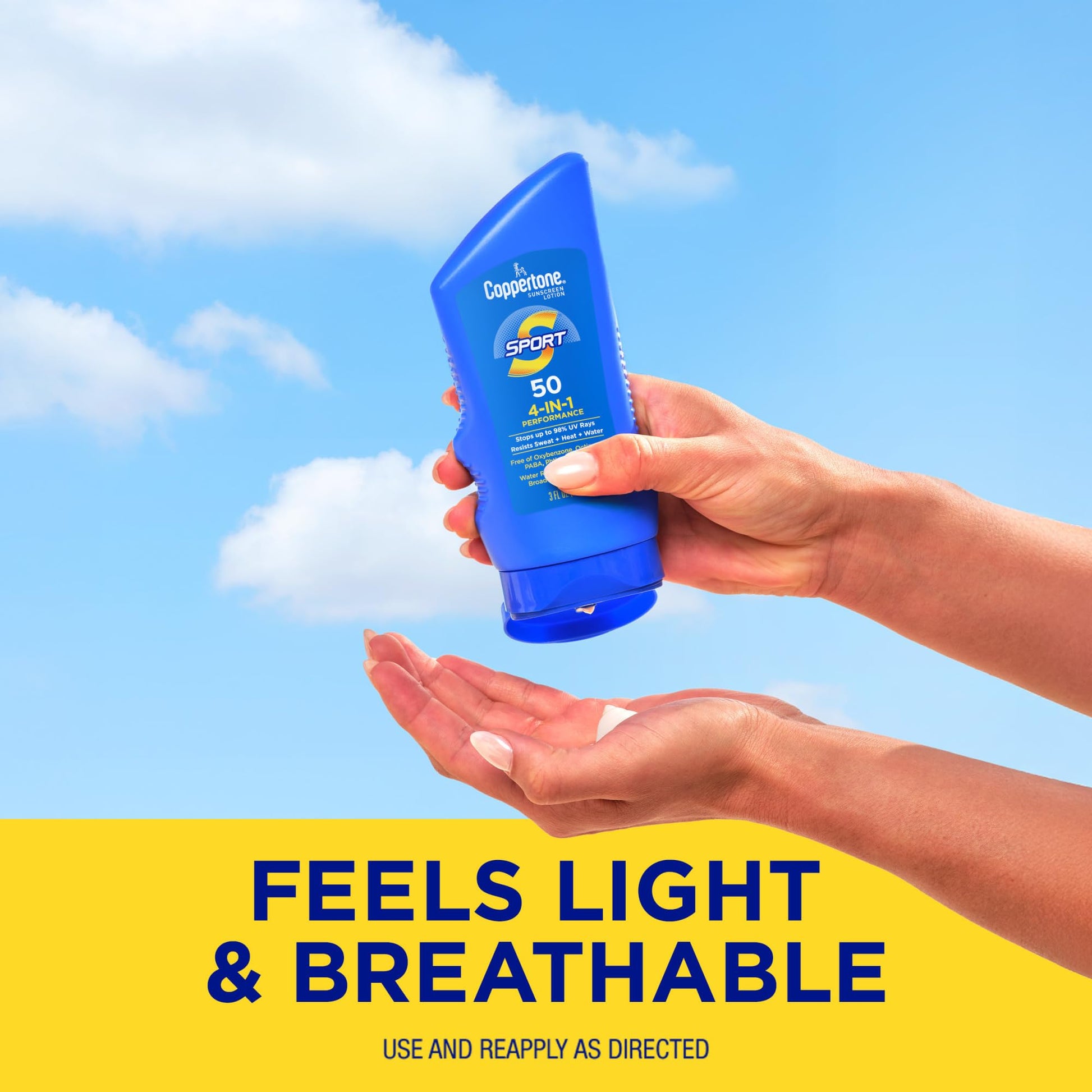 Coppertone SPORT Sunscreen Lotion Broad Spectrum SPF 50 (3 Fluid Ounce) (Packaging may vary) - Maple Wellness Supplements