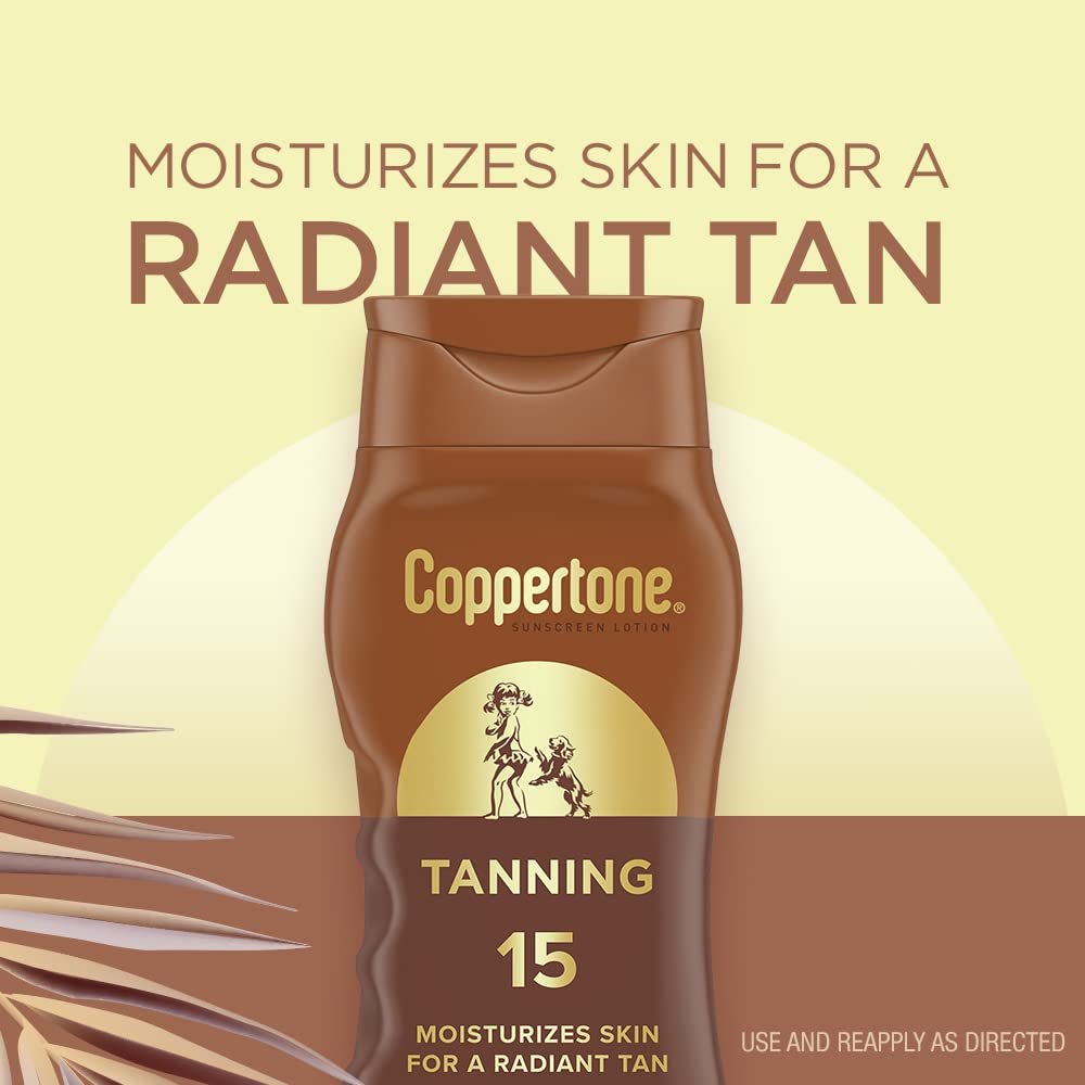 Coppertone Tanning Sunscreen Lotion, SPF 15, Lightweight and Non Greasy Sunscreen, Water Resistant, Oxybenzone Free - Maple Wellness Supplements