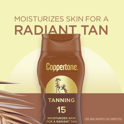 Coppertone Tanning Sunscreen Lotion, SPF 15, Lightweight and Non Greasy Sunscreen, Water Resistant, Oxybenzone Free - Maple Wellness Supplements