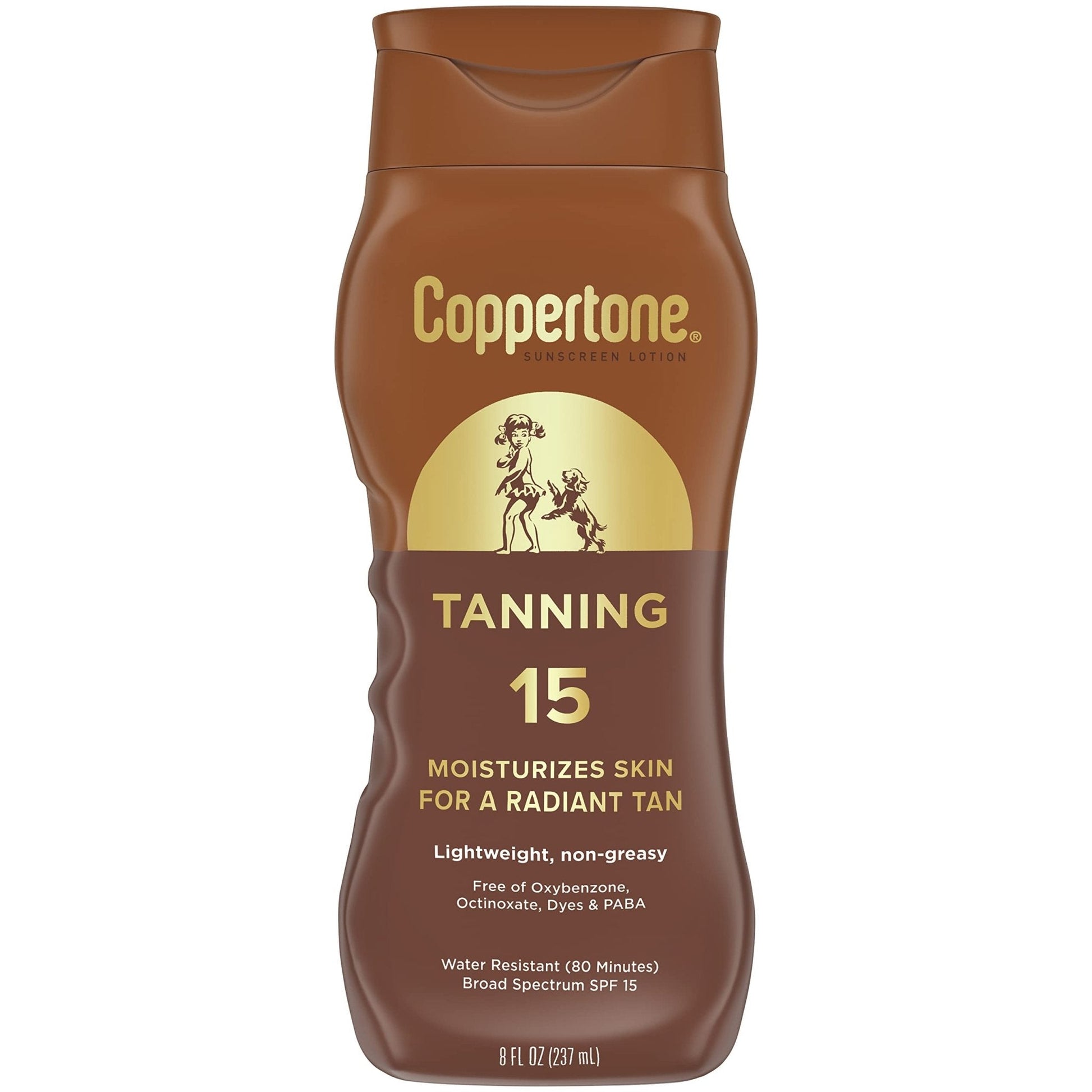 Coppertone Tanning Sunscreen Lotion, SPF 15, Lightweight and Non Greasy Sunscreen, Water Resistant, Oxybenzone Free - Maple Wellness Supplements