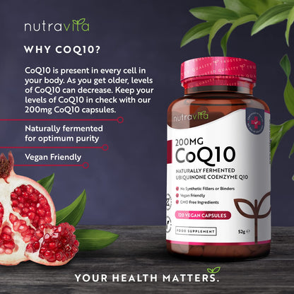CoQ10 200mg - 120 Vegan Capsules of High Strength Co Enzyme Q10 (4 Months Supply) - Maple Wellness Supplements