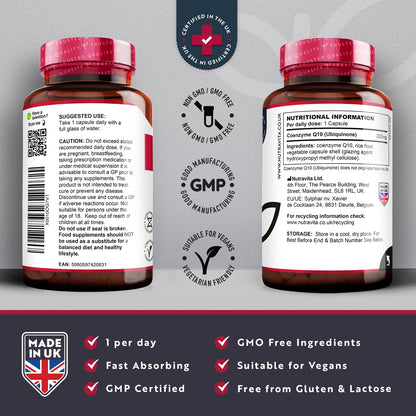 CoQ10 200mg - 120 Vegan Capsules of High Strength Co Enzyme Q10 (4 Months Supply) - Maple Wellness Supplements