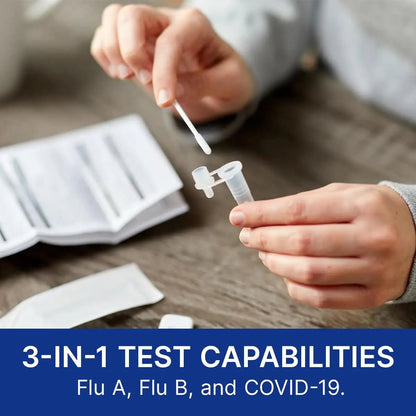 CorDx TyFast at Home Flu A/B & COVID-19 Multiplex Rapid Test Kit, Easy, Accurate, Fast Results in 10 Minutes, 3 in 1 Combo Kit, 5 Tests - Maple Wellness Supplements