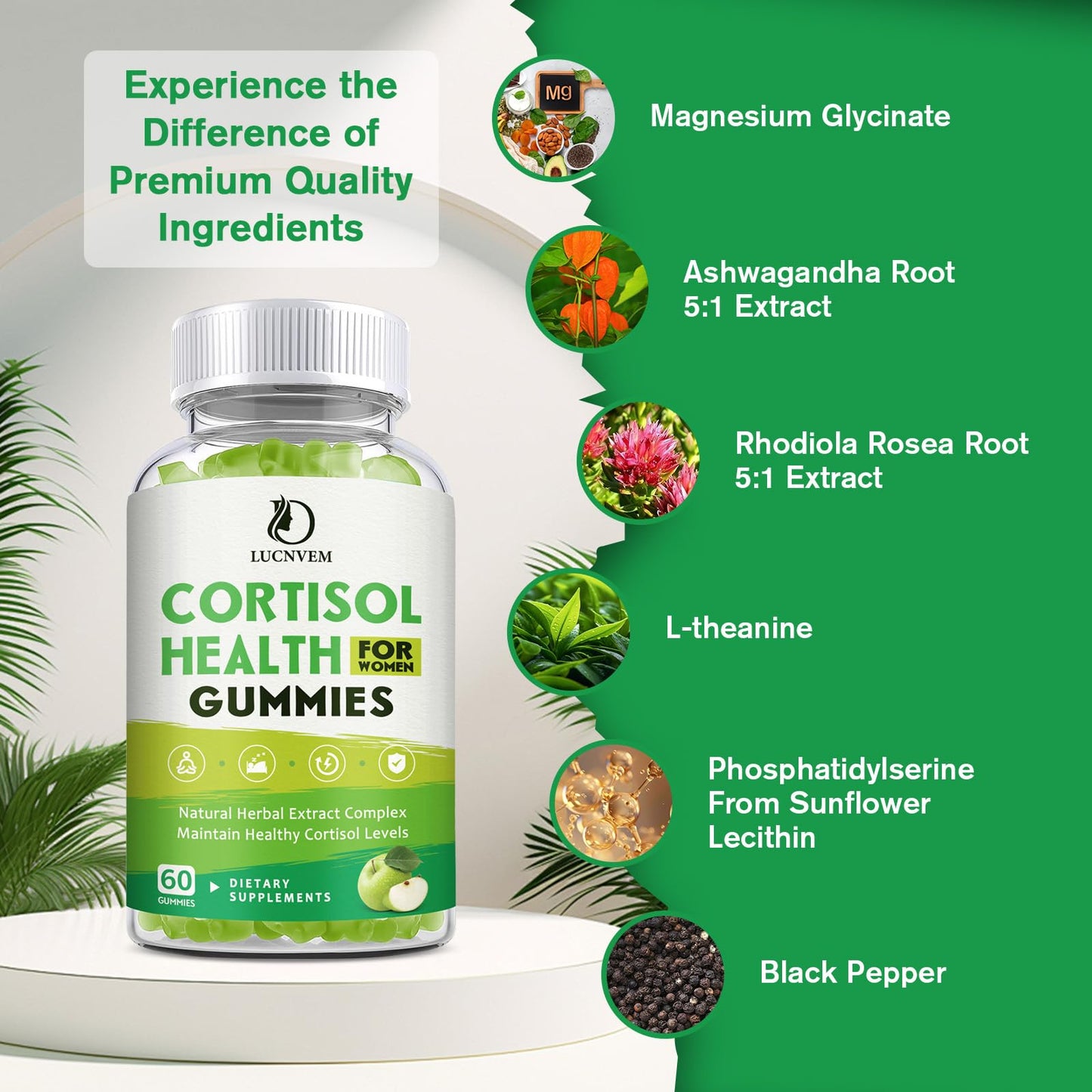 Cortisol Detox for Women Gummies, Cortisol Reducer Detox Manager, Magnesium Ashwagandha Rhodiola Rosea Herbal Complex for Mood/Focus & Sleep, Maintain Healthy Cortisol Levels - 30 Day Vegan Supply - Maple Wellness Supplements