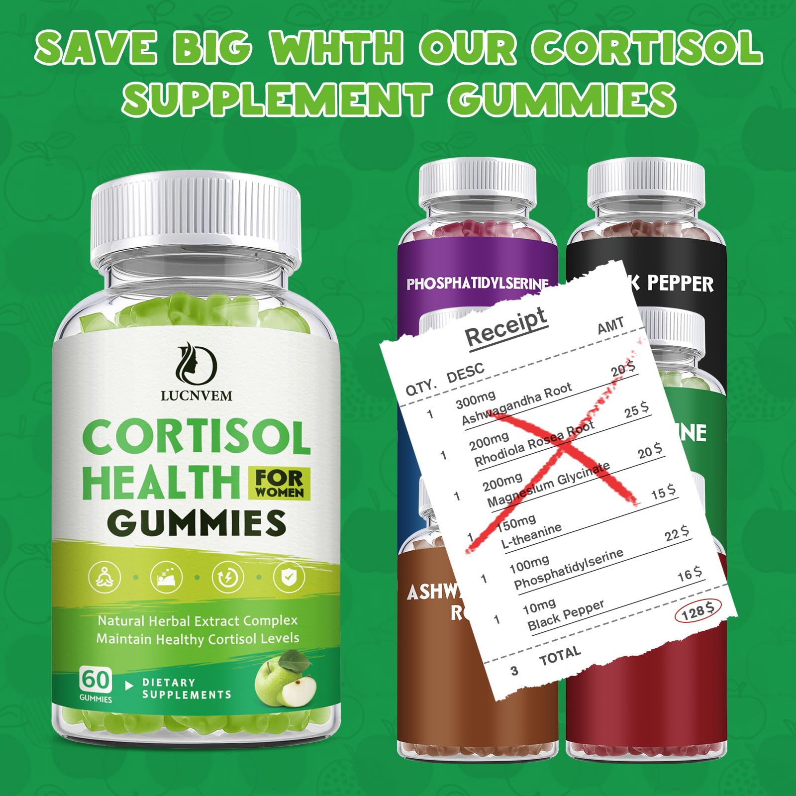 Cortisol Detox for Women Gummies, Cortisol Reducer Detox Manager, Magnesium Ashwagandha Rhodiola Rosea Herbal Complex for Mood/Focus & Sleep, Maintain Healthy Cortisol Levels - 30 Day Vegan Supply - Maple Wellness Supplements