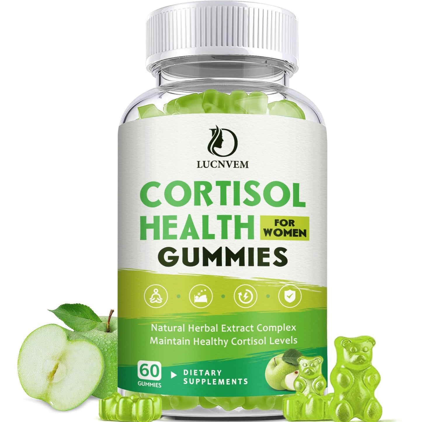 Cortisol Detox for Women Gummies, Cortisol Reducer Detox Manager, Magnesium Ashwagandha Rhodiola Rosea Herbal Complex for Mood/Focus & Sleep, Maintain Healthy Cortisol Levels - 30 Day Vegan Supply - Maple Wellness Supplements