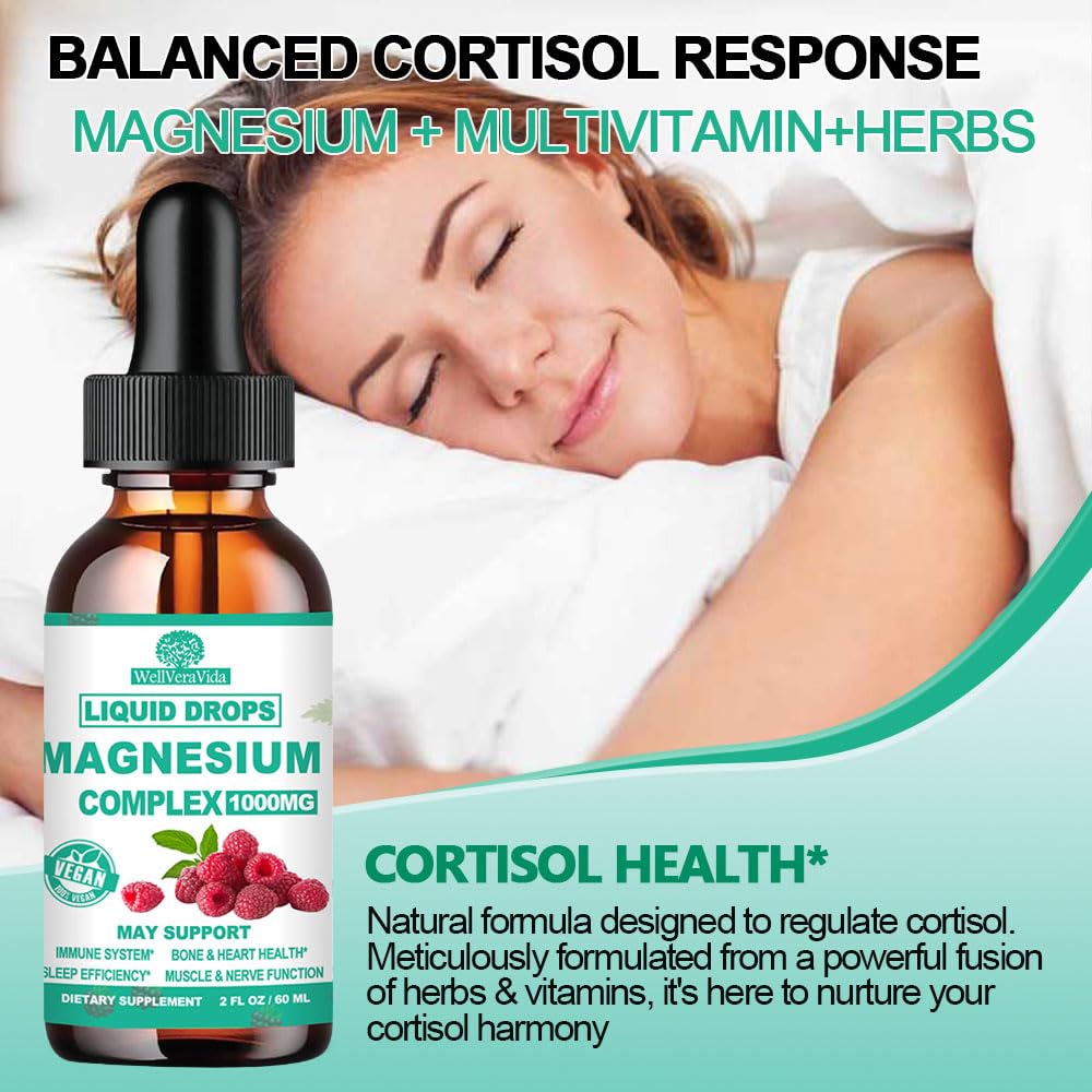 Cortisol Detox for Women & Men w. Super Calm 16-in-1 Magnesium, Theanine, Ashwagandha, St Johns Wort, Lemon Balm, Cortisol Wellness Liquid Drops for Balanced Cortisol, Harmone Balanced & Relaxation - Maple Wellness Supplements