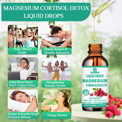 Cortisol Detox for Women & Men w. Super Calm 16-in-1 Magnesium, Theanine, Ashwagandha, St Johns Wort, Lemon Balm, Cortisol Wellness Liquid Drops for Balanced Cortisol, Harmone Balanced & Relaxation - Maple Wellness Supplements