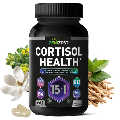 Cortisol Detox Supplement for Women Men - Control & Lower High Cortisol Level - Adrenal Health Balance Cleanse Sleep Stress Support - Magnesium Ashwagandha L-Theanine Cortisol Blocker Reducer - Maple Wellness Supplements