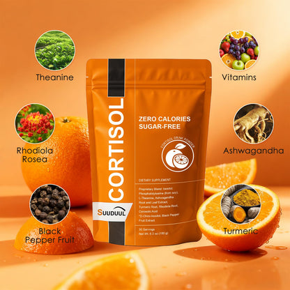 Cortisol Drink Mix | Cortisol Supplements for Women & Men | Ashwagandha, L-Theanine, Turmeric Root, Black Pepper Extract, Healthy Cortisol Levels, Mental Clarity - Maple Wellness Supplements