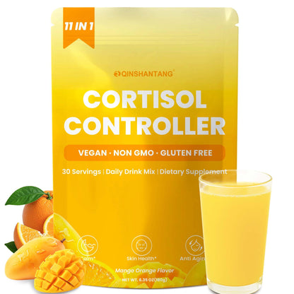 Cortisol Drink Powder, Cortisol Supplements for Women | Magnesium Glycinate, Ashwagandha, L-Theanine & Lion’s Mane | Relaxation, Focus & Stress Balance | Mango Orange Flavor | 30 Servings - Maple Wellness Supplements