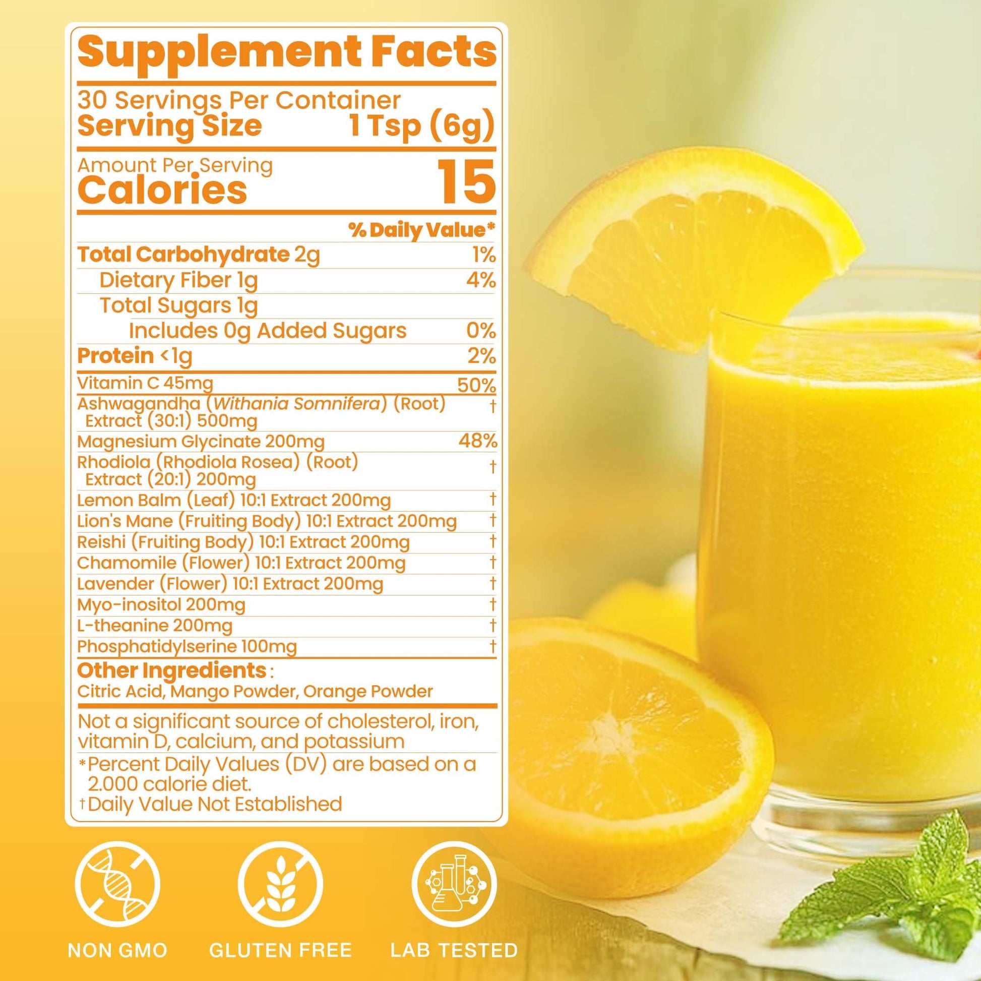 Cortisol Drink Powder, Cortisol Supplements for Women | Magnesium Glycinate, Ashwagandha, L-Theanine & Lion’s Mane | Relaxation, Focus & Stress Balance | Mango Orange Flavor | 30 Servings - Maple Wellness Supplements