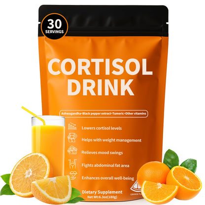 Cortisol Drink Powder - Natural Cortisol Supplements for Ashwagandha, L-Theanine, Turmeric Root, Black Pepper Extract, Relaxation, Focus, Mental Clarity - Maple Wellness Supplements