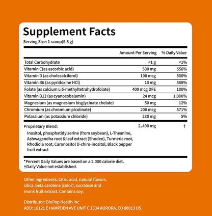 Cortisol Drink Powder - Natural Cortisol Supplements for Ashwagandha, L-Theanine, Turmeric Root, Black Pepper Extract, Relaxation, Focus, Mental Clarity - Maple Wellness Supplements