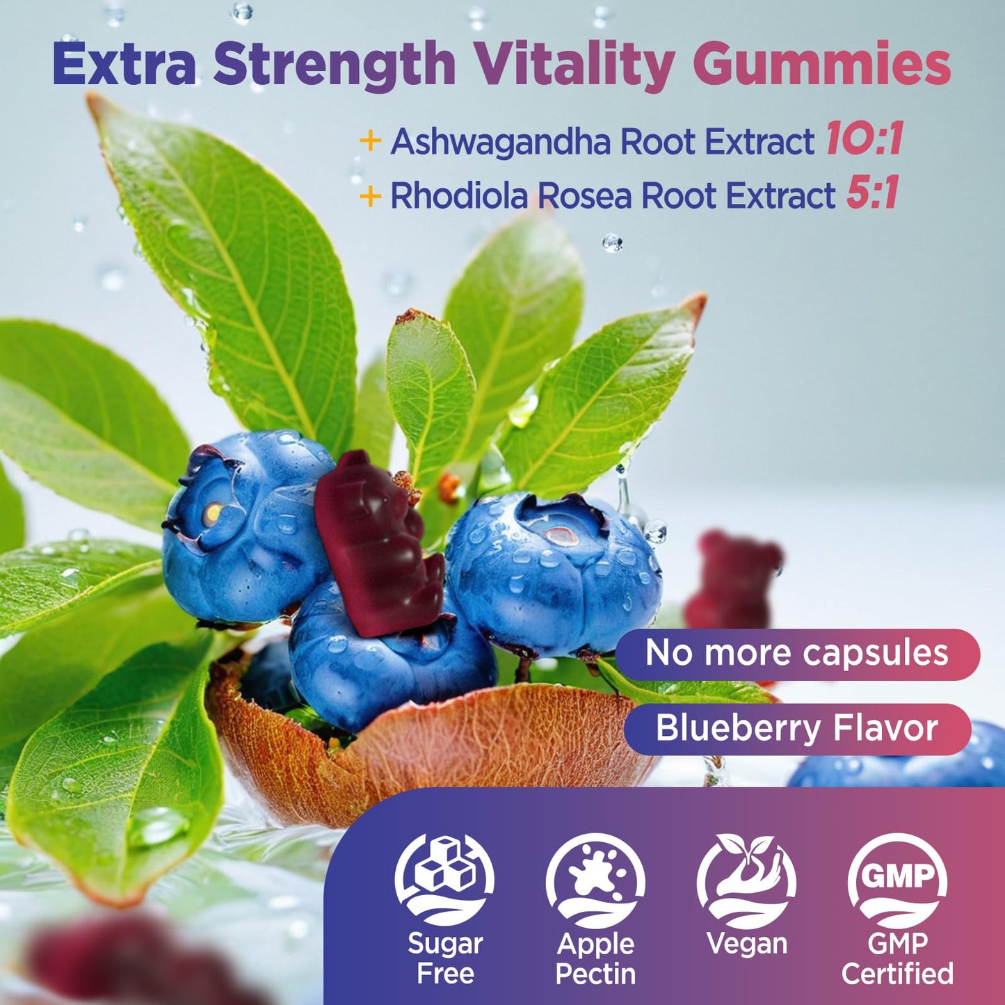 Cortisol Gummies, 12-in-1 Cortisol Reducer, with Magnesium Glycinate, Ashwagandha, L-Theanine, Phosphatidylserine, Vitamin B6 & D3, Rhodiola Rosea, for Men & Women, Sugar-Free, Vegan, NON-GMO, 60CT - Maple Wellness Supplements