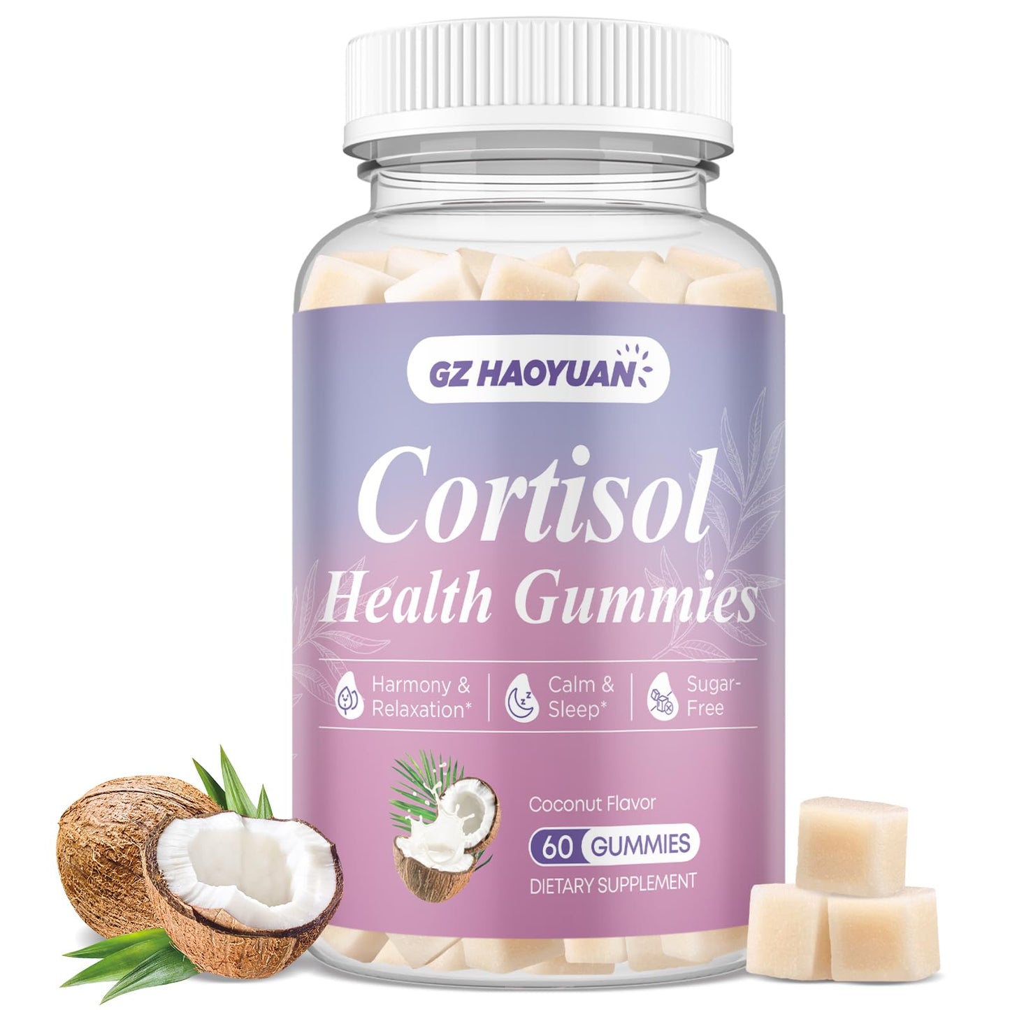 Cortisol Gummies for Women - Cortisol Supplements with Magnesium Glycinate, Ashwagandha, L-Theanine, Vitamin B Complex for Relaxation, Sleep, Calm Mood & Focus - Vegan, Sugar Free Coconut Flavor - Maple Wellness Supplements