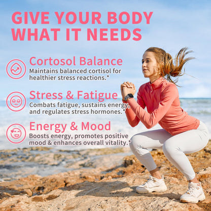 Cortisol Gummies for Women,Cortisol Manager with Ashwagandha,Magnesium,L-theanine,Phosphatidylserine,Rhodiola Rosea,Black Pepper for Mood Support,Adrenal Balance,Sleep,Vegan,Apple Flavor,60 Count - Maple Wellness Supplements