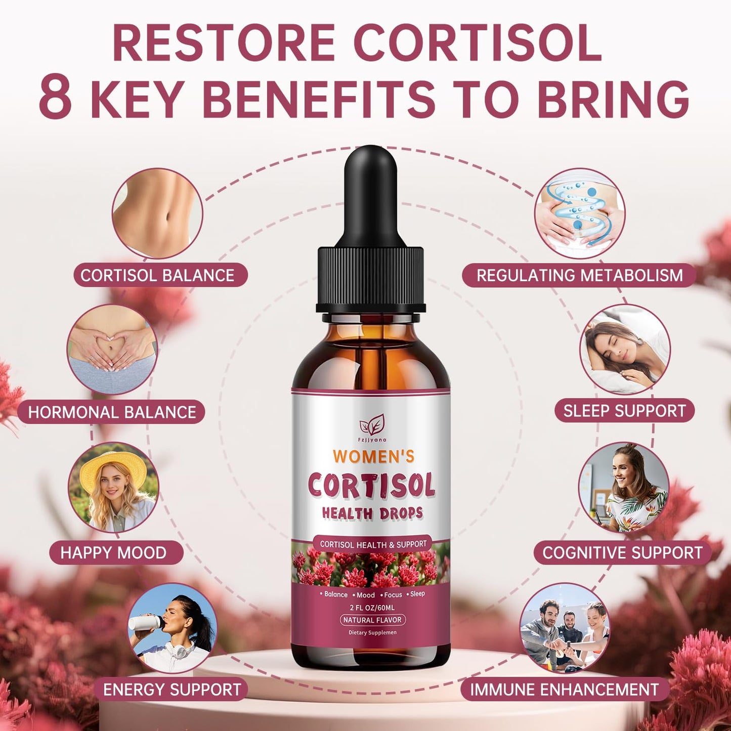 Cortisol Manager Liquid Drops, Cortisol Supplements for Women, with magnesium ashwagandha, rhodiola rosea,l-theanine,Phosphatidylserine-Promote Relaxation and Support Mood- 30 Day Vegan Supply - Maple Wellness Supplements