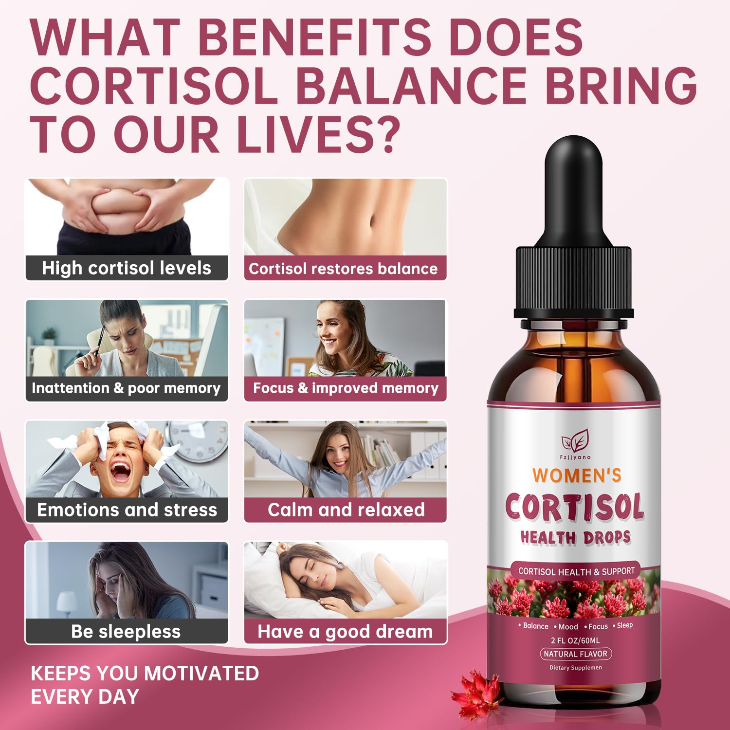 Cortisol Manager Liquid Drops, Cortisol Supplements for Women, with magnesium ashwagandha, rhodiola rosea,l-theanine,Phosphatidylserine-Promote Relaxation and Support Mood- 30 Day Vegan Supply - Maple Wellness Supplements