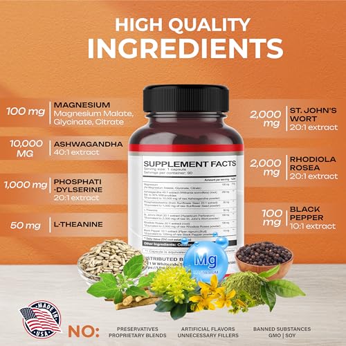 CORTISOL SHIELD 9 IN 1 - 15,250mg Magnesium + Ashwagandha with Phosphatidylserine - Maple Wellness Supplements