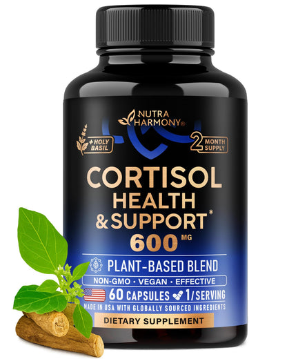 Cortisol Supplement for Women - Holy Basil | Ashwagandha | Rhodiola | L-Theanine - Plant-Based Hormone Balance - Mood, Focus & Sleep Support - Made in USA - Maple Wellness Supplements